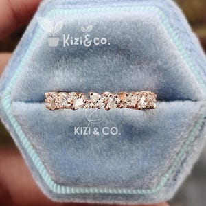 Pear And Round Cut Lab Grown Diamond Wedding Band, 14K Solid Gold Band, CVD Diamond Band, Stackable Band, Matching Band, Full Eternity Band