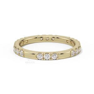 Okrągła obrączka ślubna z diamentami hodowanymi laboratoryjnie, obrączka z litego złota 14K, obrączka z wycięciami, minimalistyczna, pasująca obrączka, prezent na rocznicę