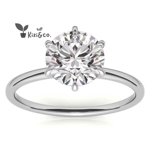 1 CT Round Cut Lab Grown Diamond Engagement Ring, 14K Solid Gold Ring, Solitaire Ring, Six Prong Setting Ring, Stackable Ring, Gift For Her