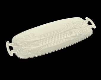 Lenox "Spring Garden" Collection - Celery Plate - Cream China and Platinum Trim, Two Handles - Elegant Serving Dish