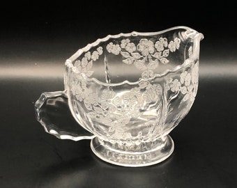 Vintage Creamer by New Martinsville Glass - "Radiance" Pattern with Etched Flowers