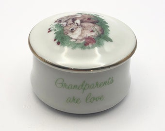 Porcelain Trinket Box, "Grandparents Are Love" - Small Lidded Box - Designers Collection, A Grandparent's Keepsake