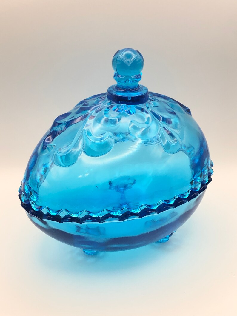 Tiara Glass by Indiana Glass Egg Shape Candy Dish With Lid Etsy