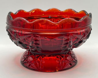 Vintage Indiana Glass Ruby Stars & Bars Fairy Lamp Base ONLY, No Top