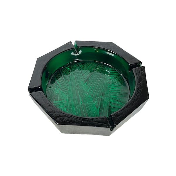 Vintage Blenko - Large #703 Ashtray - Green Glass - 10.5", Emerald Green, Midcentury Glass