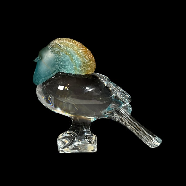 Daum Pate de Verre Goura Bird Figurine, Crystal and Colored Glass