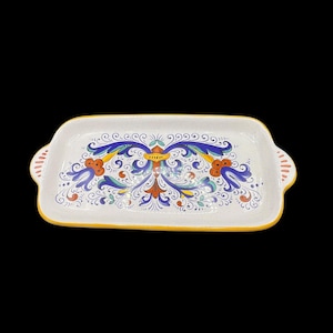 Vintage Ceramic Nova Deruta Ceramic Pottery Style Tray or Dish with Handles