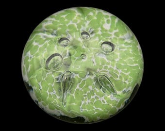 Guernsey Island Studio Green & White Vintage Glass Paperweight with Controlled Bubbles