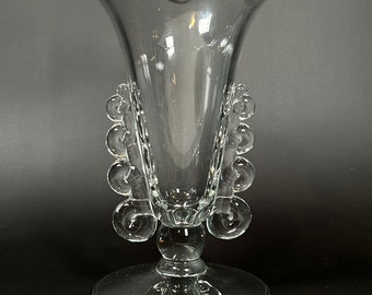 Vintage Heisey Glass "Lariat" Crimped Vase - Clear Glass, Flower Vase