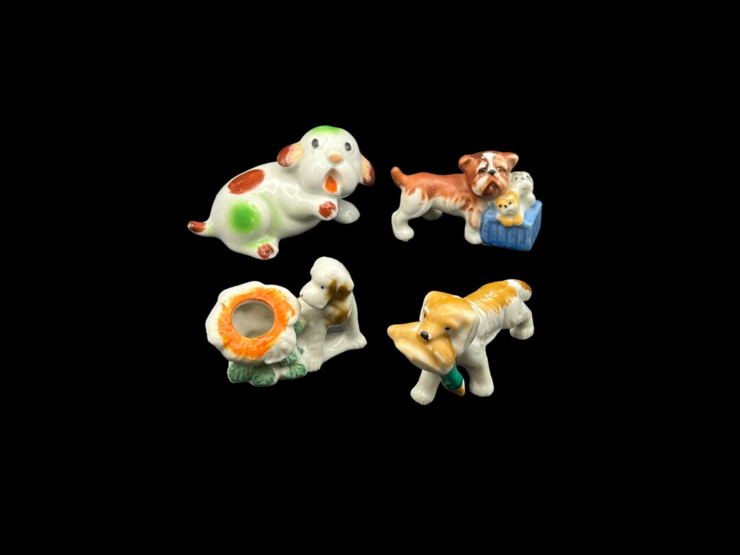 4 Porcelain Dogs Made in Japan, 1 is Occupied Japan Vintage Miniatures for Dog Lovers Etsy