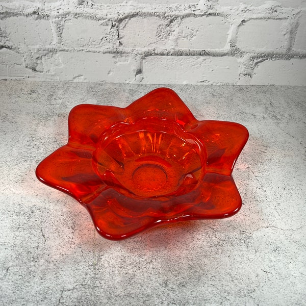 Orange Glass Ashtray Etsy