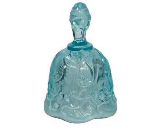 Fenton #8265 CO Blue Opalescent Bell, "Lily of the Valley", ca. 1981