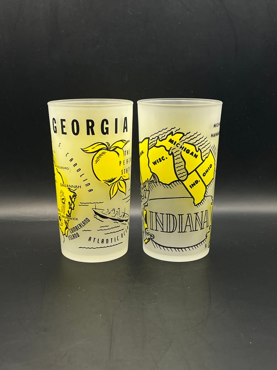 Vintage Hazel Atlas State Souvenir Glasses Frosted Glass Etsy