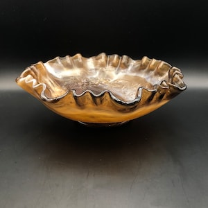 Imperial Glass - &quot;Windmill&quot; ruffled bowl - Carmel Slag Glass - Single Flower Version