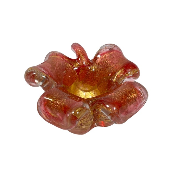 Murano Barovier & Toso Glass Bowl - Rose Pink with Gold Leaf and Bullicante - Controlled Bubbles,  Clover Ashtray, Art Glass