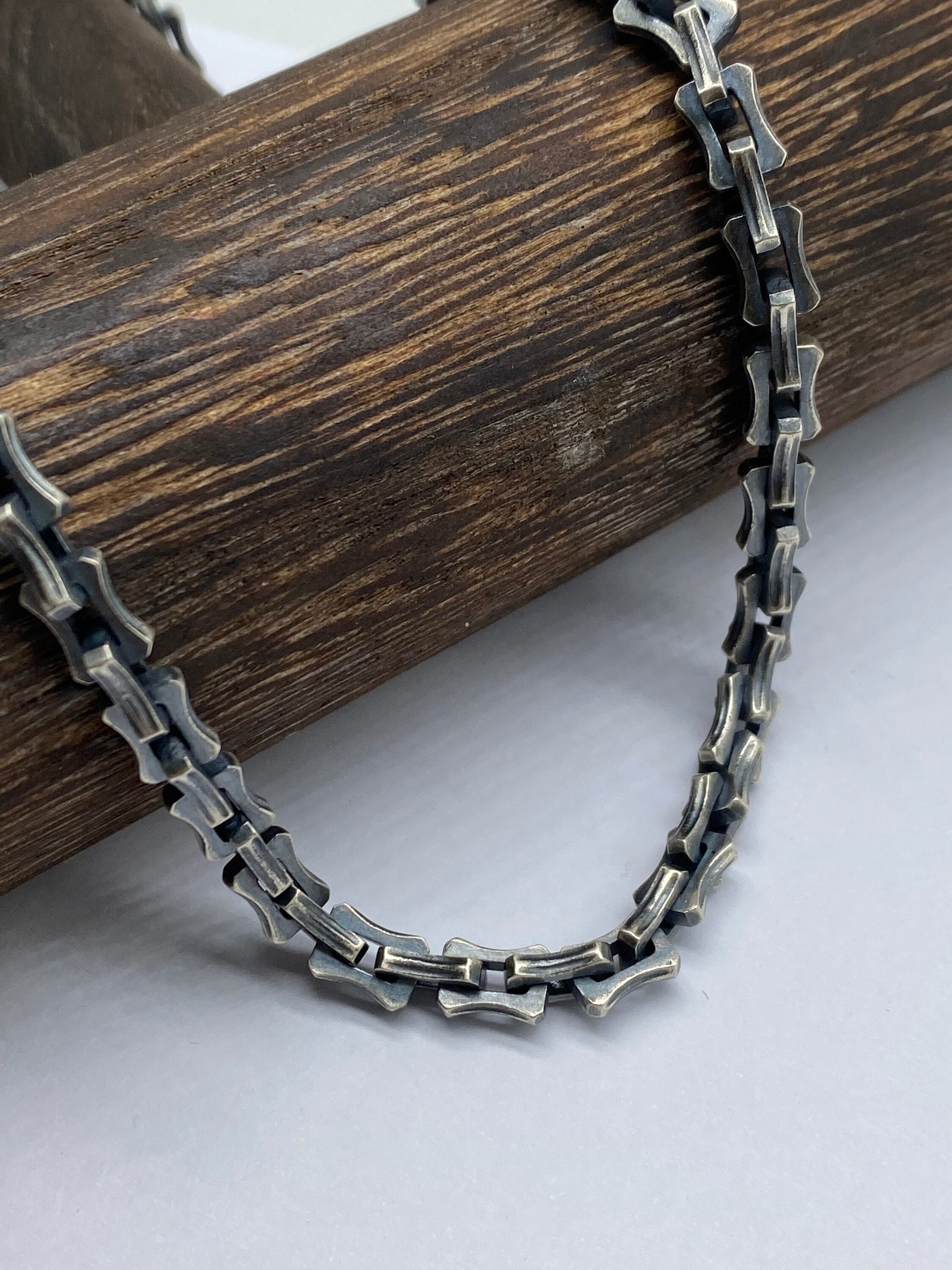 6mm Oxidized Silver Chain Dragon Bone Chain Cable Chain 925 Etsy