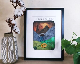 The Lord of the Rings, watercolor illustration 21x30 unique copy