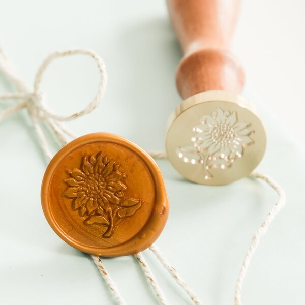 Sunflower Wax Seal Stamp || Small Business Wax Seal Stamp, flower Wax Seal, Invitation Sealing Stamp, Stationary Wax Seals, Invite Wax