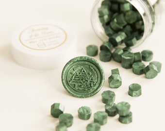 Dark green wax seal beads - 100 pieces || Green sealing wax, dark green wax bead, wedding wax seals, wax seal stamp, sealing wax