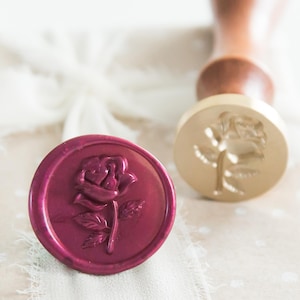3D roos lakzegelstempel || Liefde lakzegelstempel, Valentijn lakzegel, huwelijksuitnodiging zegelstempel, bloem 3D lakzegel, roos lakzegel,