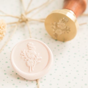 Sello de cera de rosa de Cuaresma // Sello de cera de flores, sello de cera natural, sello de invitación de boda, sellos de cera para papelería, sello de ramo de flores