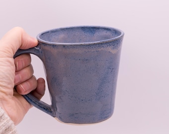 Handmade pale blue stoneware latte mug