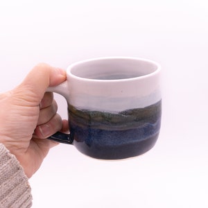 Handmade Scottish landscape stoneware pottery mugs