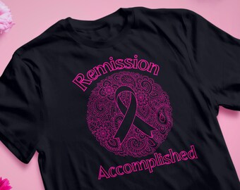 Think Pink T Shirt Remission Pink Strong Survivor Stronger Than Cancer Text Design T-Shirt Breast Cancer Shirt Awareness