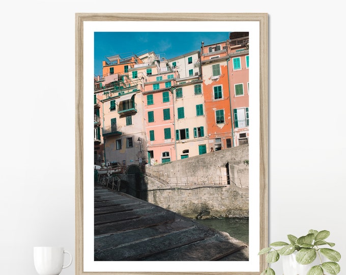 Framed, Ready to Hang Art Print / Riomaggiore, Italy / 100 % Wood Frame / Eco-Friendly / Travel Wall Art / Cinque Terre Italy Poster