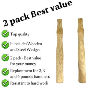 2 Pack Wood Sledge Hammer Handle Replacement For 2 3 And 4 Lb - View #9
