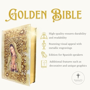 Brand:Nuestra Fe - Catholic Bible in Spanish with Cover of Our Virgin of Guadalupe - Spanish Bible Large Print - The Holy Bible in Spanish image 3