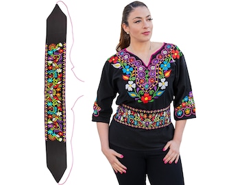 Traditional Embroidered Mexican Belt for Women Adjustable - Mexican Belt Sash - Women&#39;s Embroidered Belt - Embroidered Women&#39;s Belts
