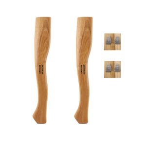 2 Pack Ax Handle Replacement for 14&quot; Axes That use 1-1/4 Pound Ax Heads Complete Set with Wooden and Steel Wedges - Hatchet Handle Replace