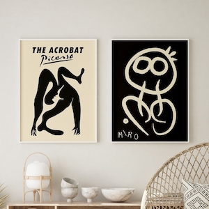 Pablo Picasso The Acrobat and Joan Miro Self Potrait Digital Print Set - Set of 2 - Gallery Wall Set