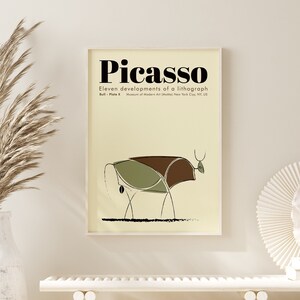 Pablo Picasso Bull Digital Print - Pablo Picasso Wall Decor - Pablo Picasso Exhibition Poster - Picasso Digital Print