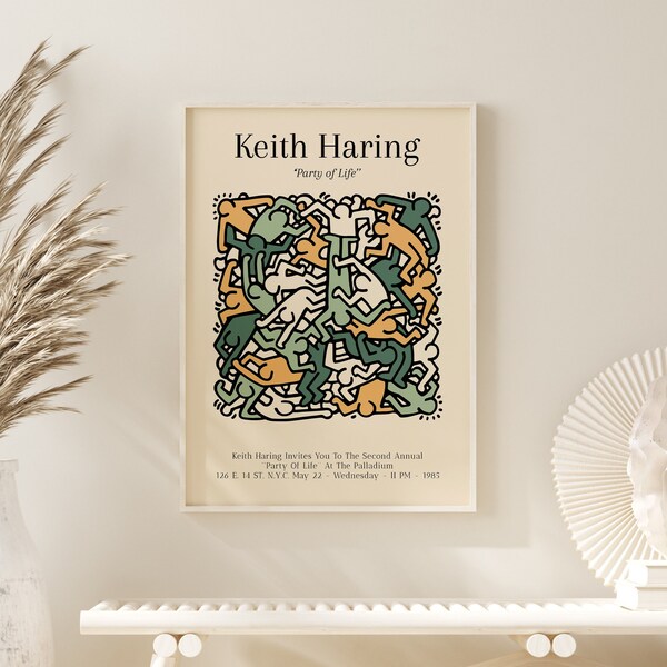 Keith Haring Party of Life Exhibition Poster  - Keith Haring Print - Exhibition Print - Remastered Poster - Digital Poster - Digital Print