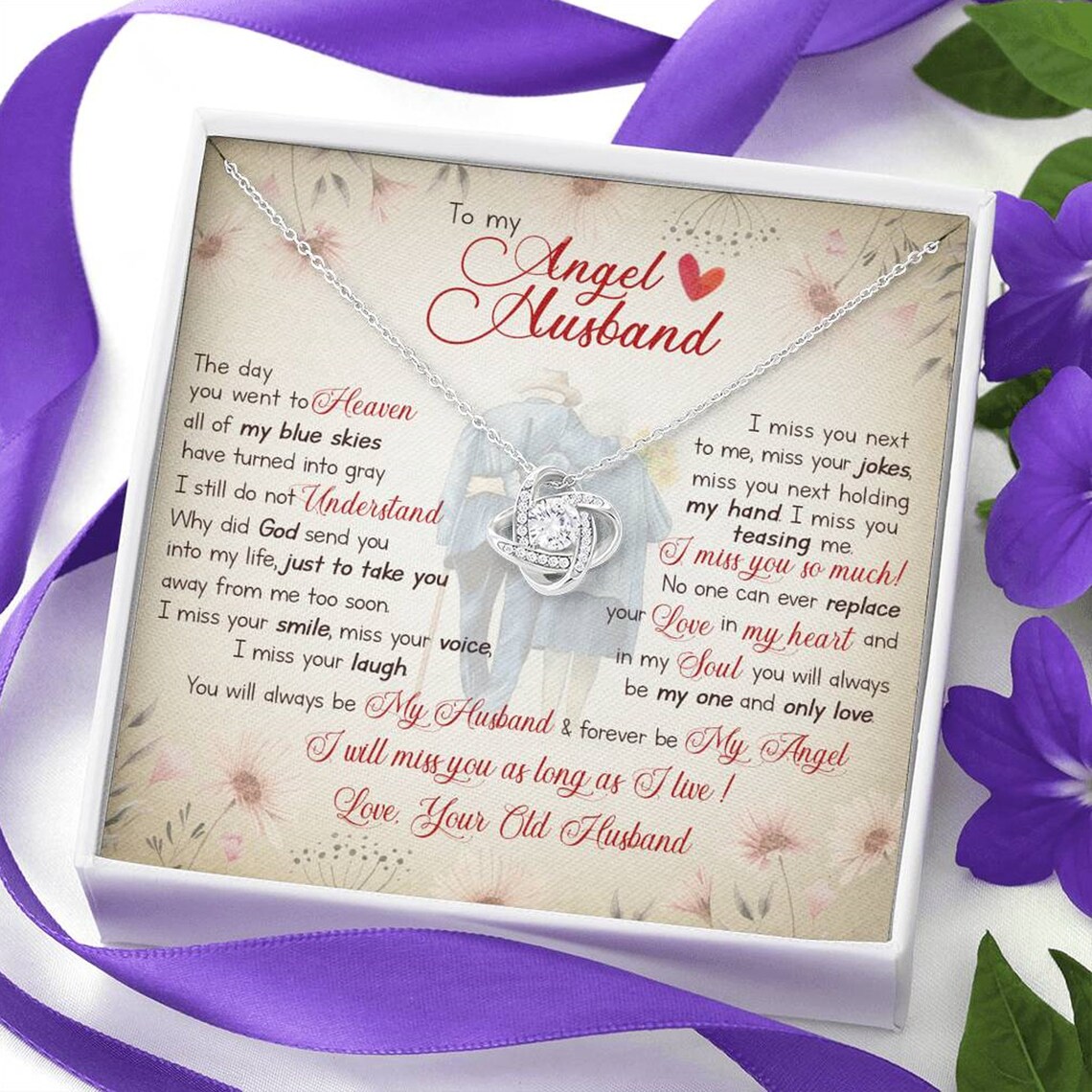 To My Angel Husband Necklace From Husband Custom Jewelry Gift Etsy