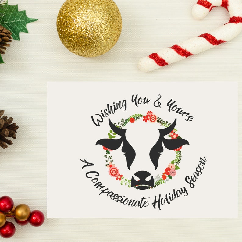 Compassionate Holiday Vegan PRINTABLE Vegan Holiday Vegan Art Chicken Digital Print Digital Print Pig Christmas Cow Holiday Card