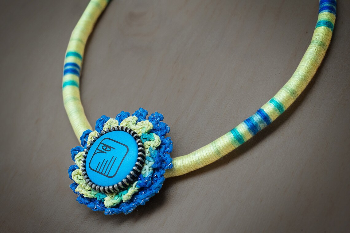 Mayan jewelry adjustable handmade necklace mayan blue eagle Etsy