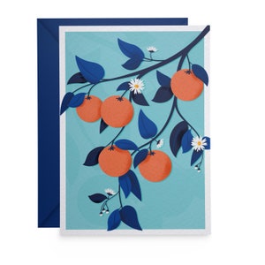 Kaart sinasappel met envelop