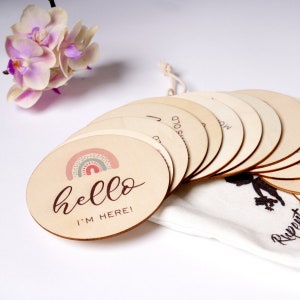 Cartes bébé étape importante - 14 disques en bois recto-verso - Célébrez chaque étape importante