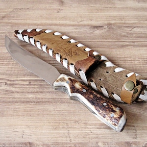 Knife, Handmade Knife, New Forged Knife, Horn Antler Holder Knife, Big Vintage Knife, Men Knife