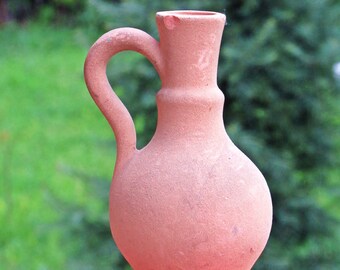 Antique clay pitcher, Rustic bowl, Pottery jug, old water pitcher, Ceramic decor, primitive decor, primitive ceramic decor, Flower Vase