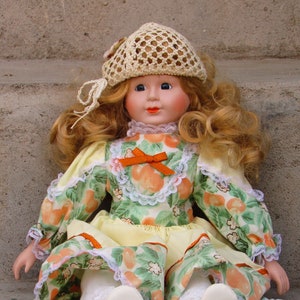 Vintage doll, Porcelain doll, Children doll, A good doll, Dressed doll