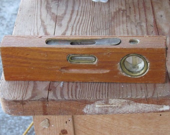 Vintage wooden level, Antique level, Old wooden level, Small level