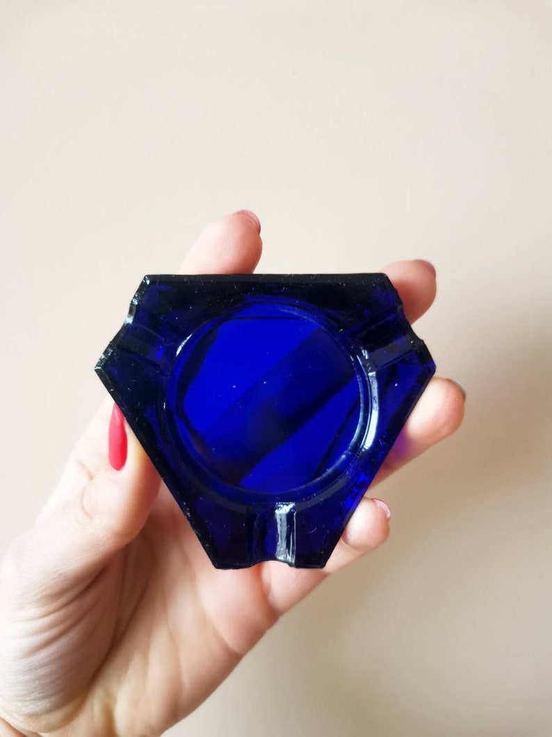 Collectible Ashtray Gift Idea Czechoslovakia Glass Ashtray Vintage Glass Ashtray Unused Thick Glass ashtray Vintage art Ashtray