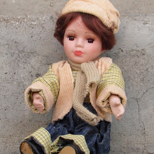 Vintage doll, Porcelain doll, Children doll, A good doll, Dressed doll