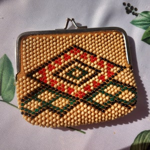 Monedero vintage con cuentas de plástico, Monedero de mujer, Monedero con cuentas vintage, Monedero de monedas, Monedero retro, Estuche para gafas, Monedero colorido para damas