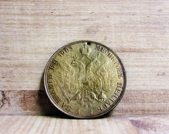 Rare Old Coin Pendant, Brass Pendant, Medallion pendant, Brass coin, Coin charm