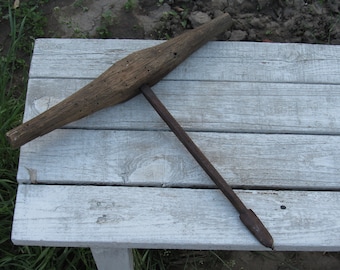 Rustieke houtbeitel, T-vormig instrument, Retro wanddecoratie, antieke handboor houtbewerking-primitief gereedschap, rustiek decor